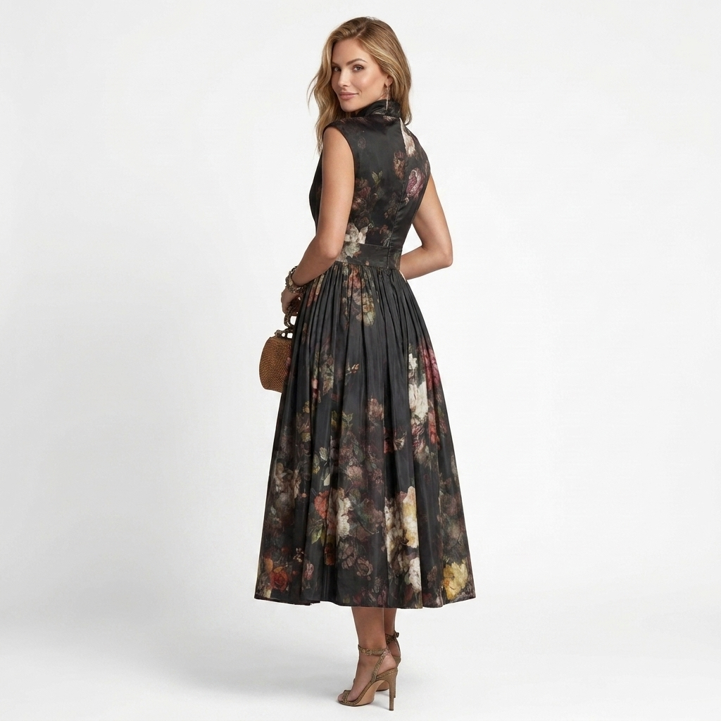 Sophia - Floral Pleated Midi Dress