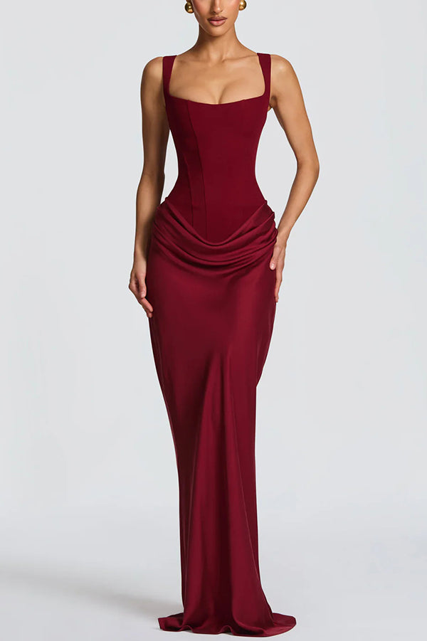 Romina | Square Neck Maxi Dress with Delicate Straps