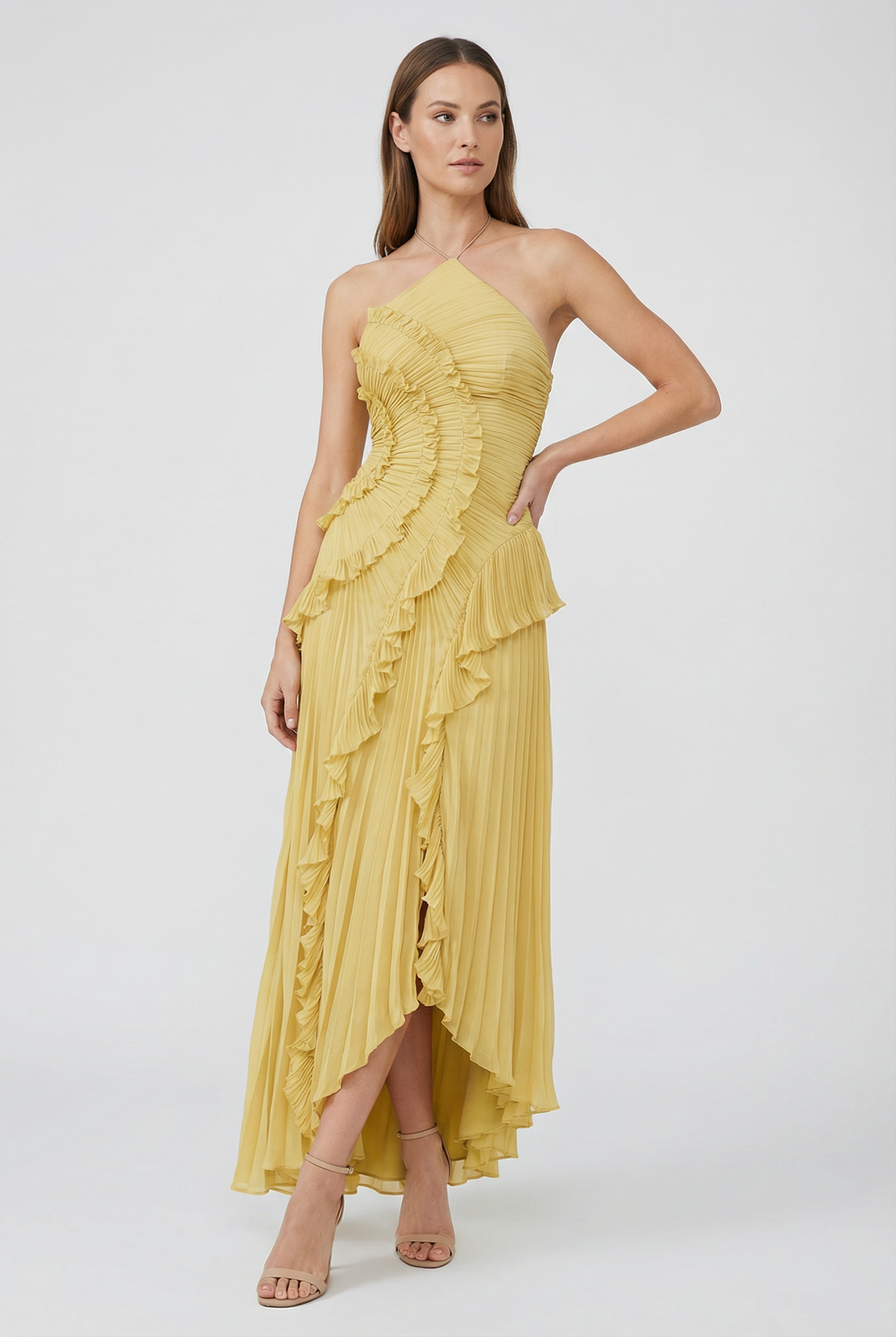 Bibiána | Asymmetrical Pleated Maxi Gown