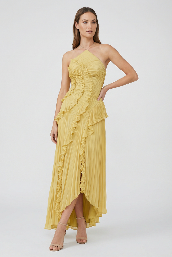 Bibiána | Asymmetrical Pleated Maxi Gown