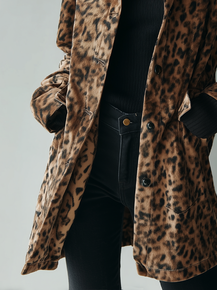 Vintage Leopard Print Eco-Friendly Suede Jacket