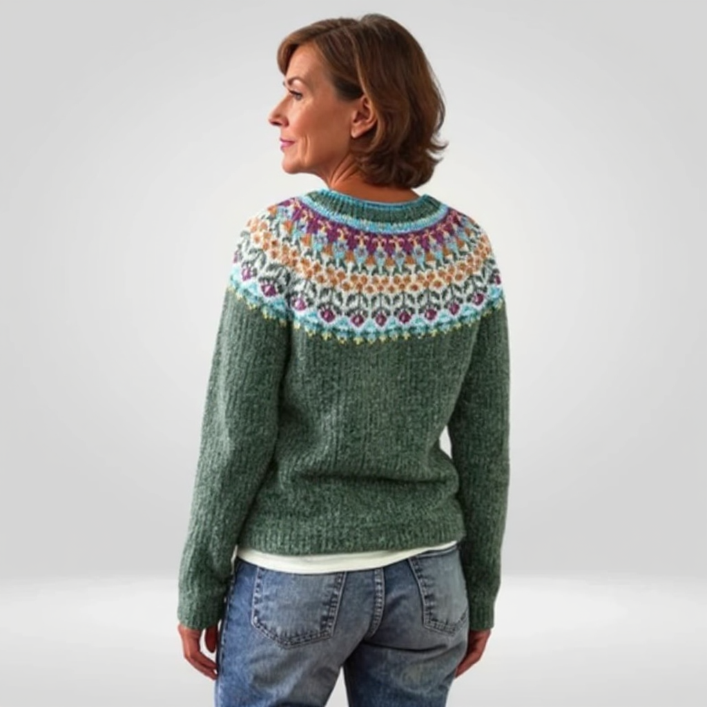 Multicolored Neckline Knitted Sweater
