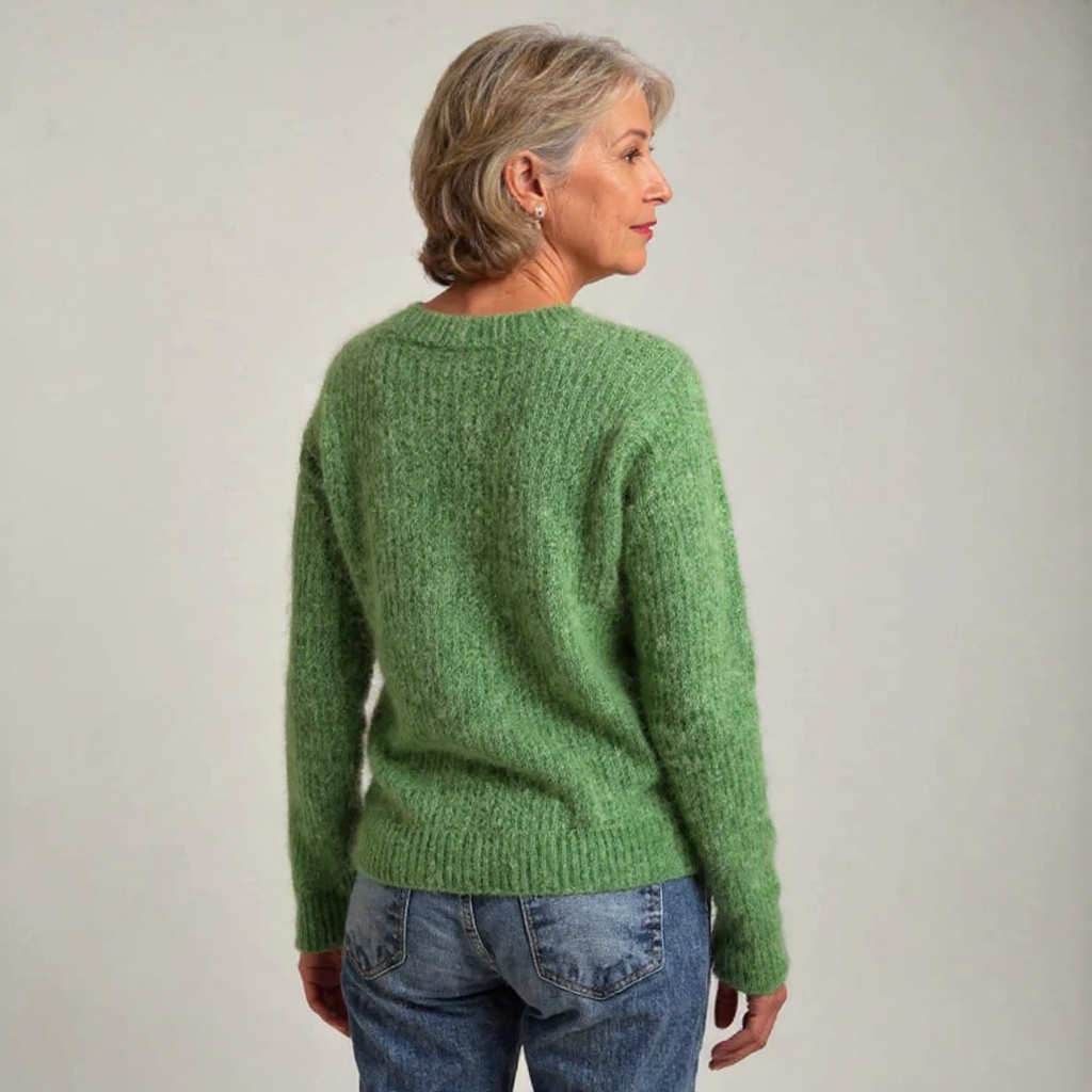 Sheep Motif Green Knit Sweater