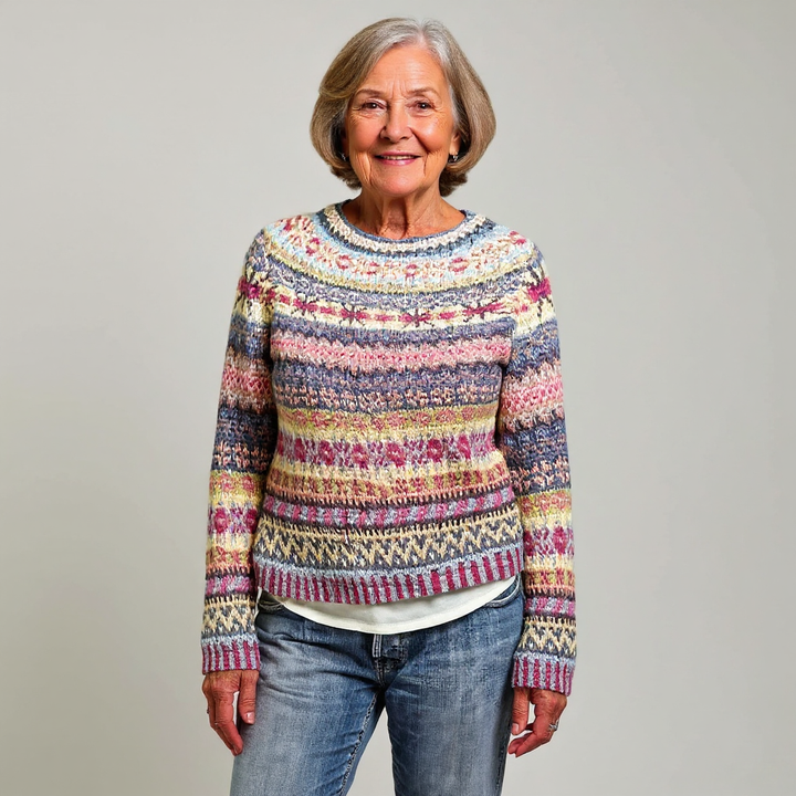 Multicolored Mosaic Pattern Knitted Sweater