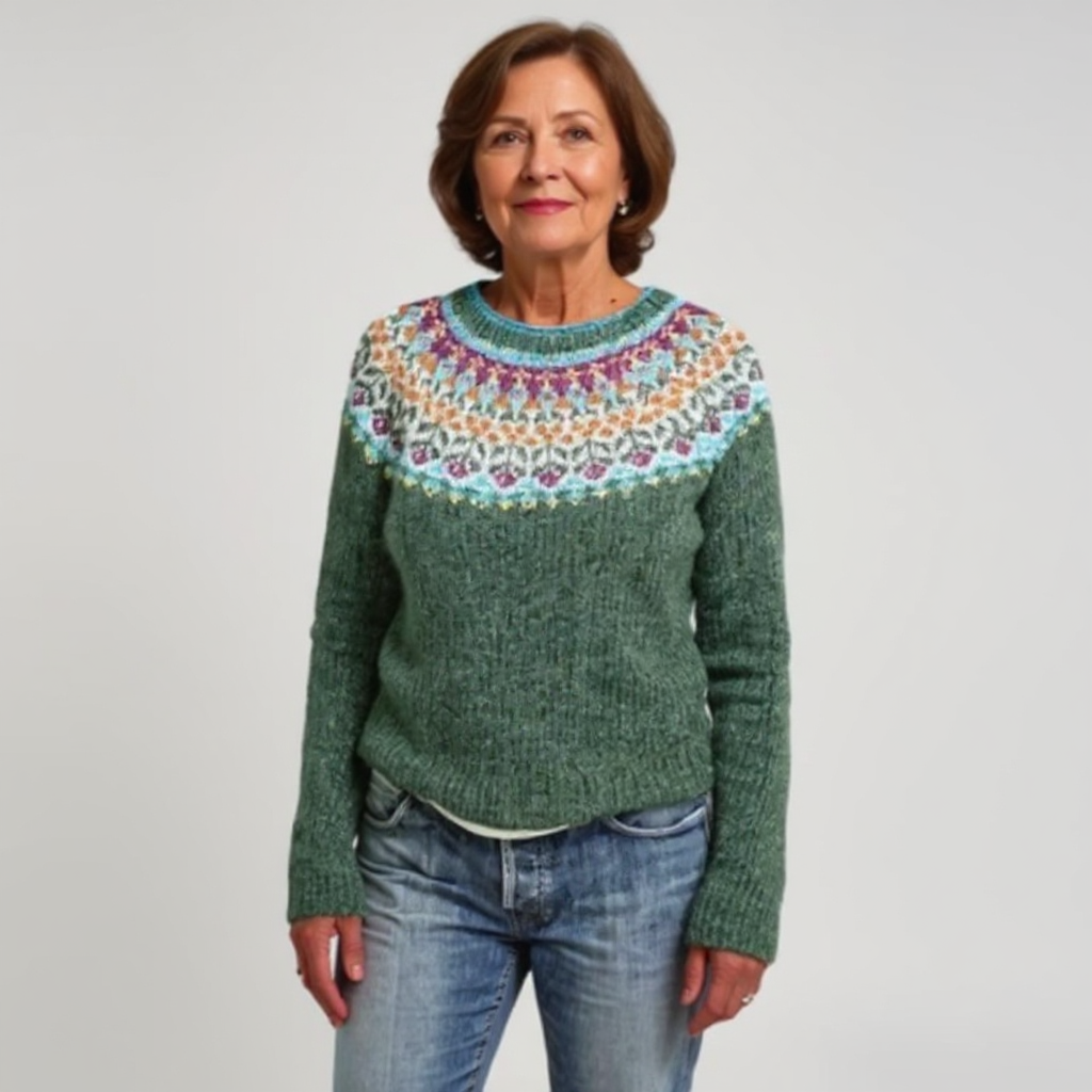 Multicolored Neckline Knitted Sweater