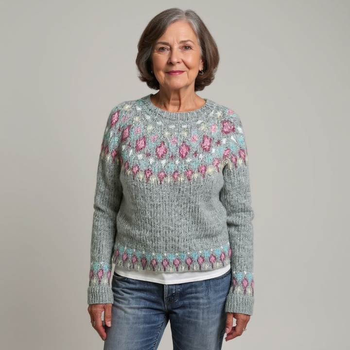 Pastel-Toned Lightweight Knit Sweater with Pattern