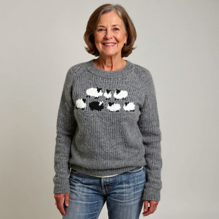 Cozy Knit Sweater Featuring Adorable Sheep Design