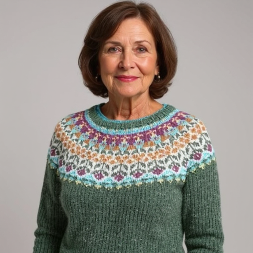 Multicolored Neckline Knitted Sweater