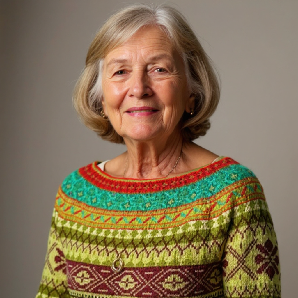 Bohemian Knit Sweater Featuring Green, Burgundy, and Turquoise Design