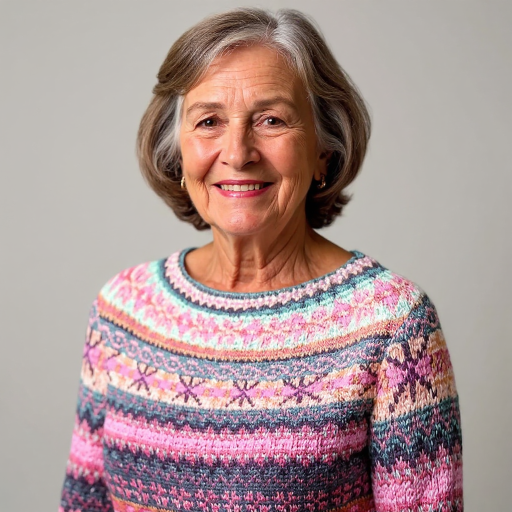 Multicolored Floral Pattern Knitted Sweater