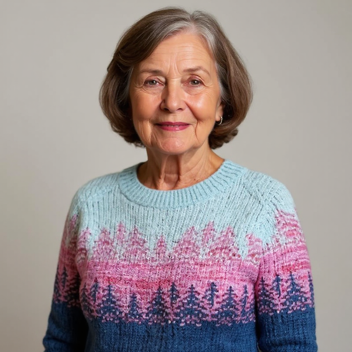 Ombre Effect Knitted Sweater with Nature-Inspired Design