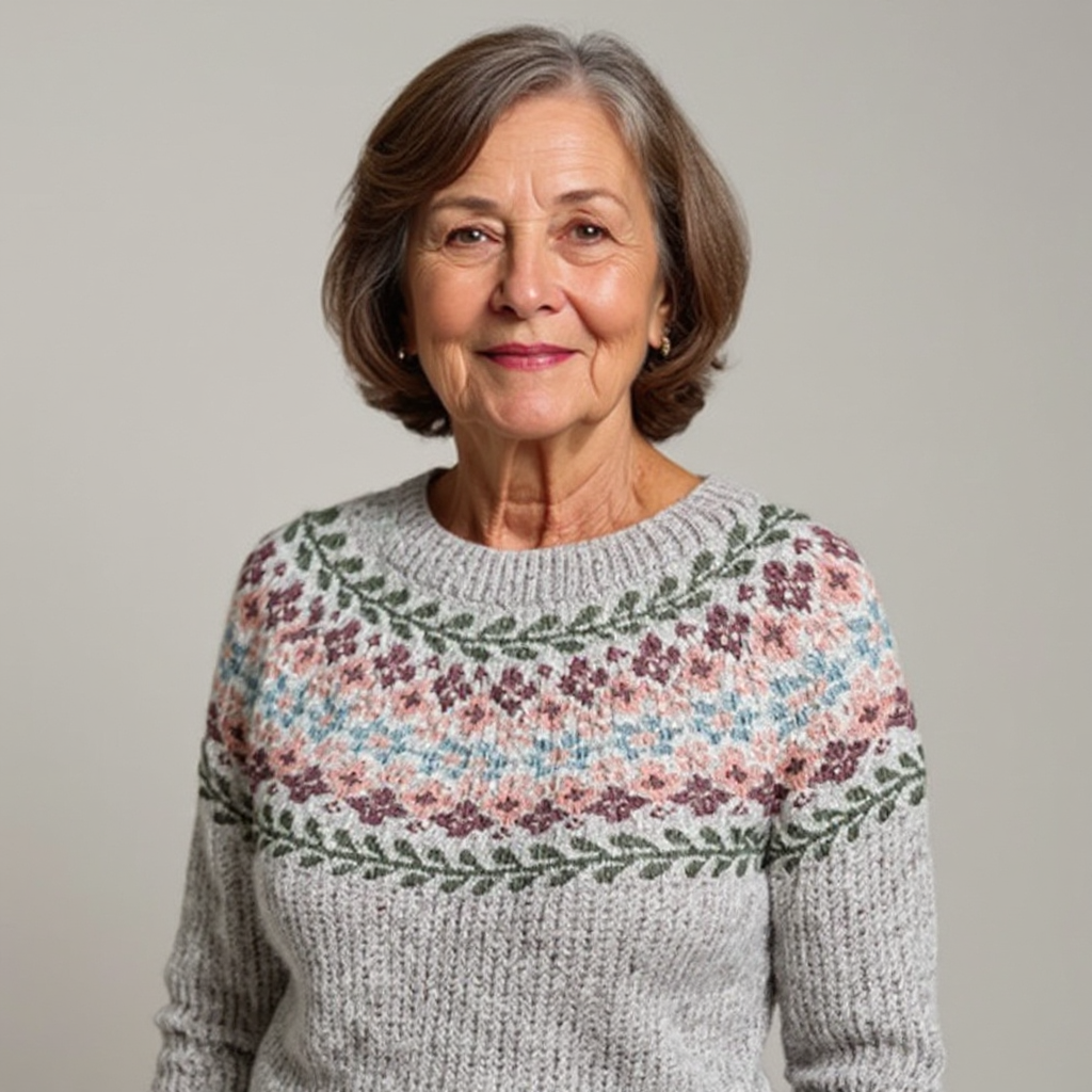 Multicolored Geometric Patterned Shoulder Knitted Sweater