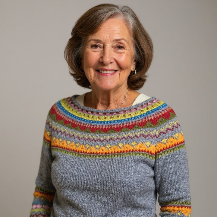 Artisanal Nordic Patterned Multicolored Knit Sweater