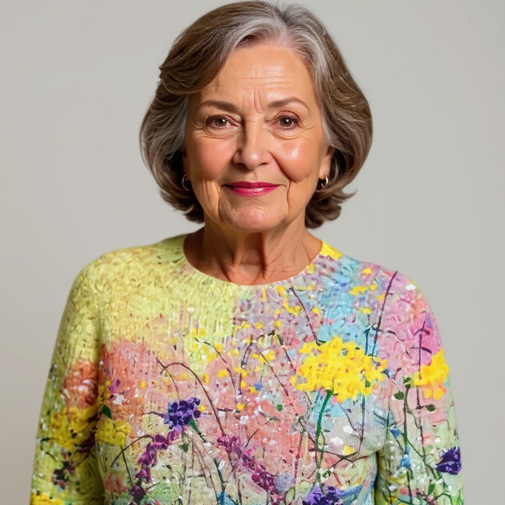 Artisanal Retro-Patterned Multicolor Knitted Sweater