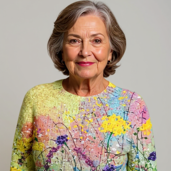 Artisanal Retro-Patterned Multicolor Knitted Sweater
