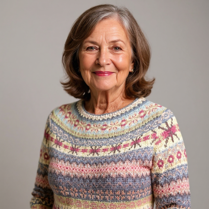 Multicolored Mosaic Pattern Knitted Sweater
