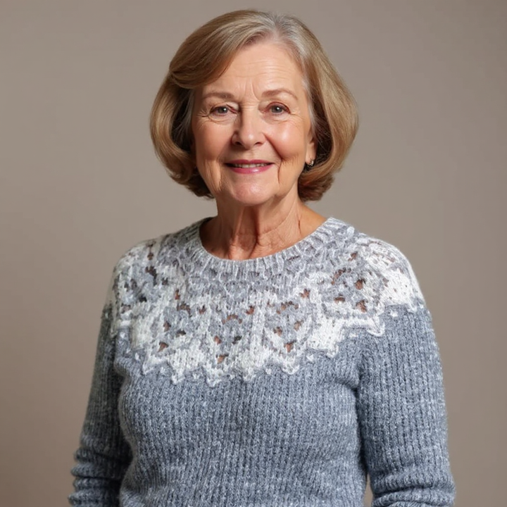 Shoulder-Patterned Textured Knit Sweater