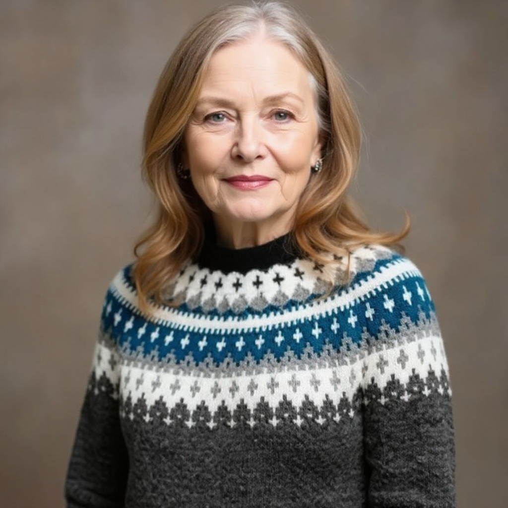 Extended Knit Sweater with Contrasting Neckline and Hem Design