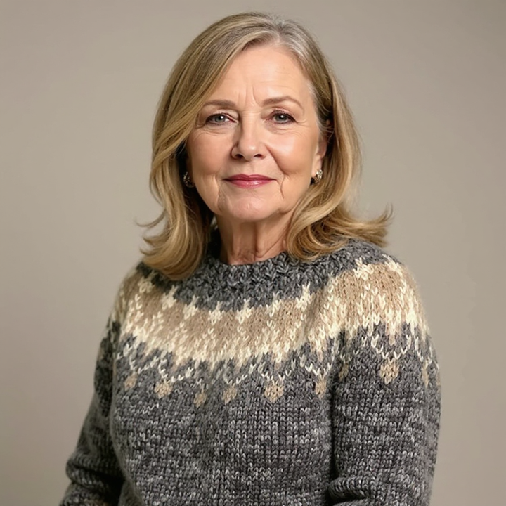 Rustic Patterned Knitted Sweater in Neutral Shades