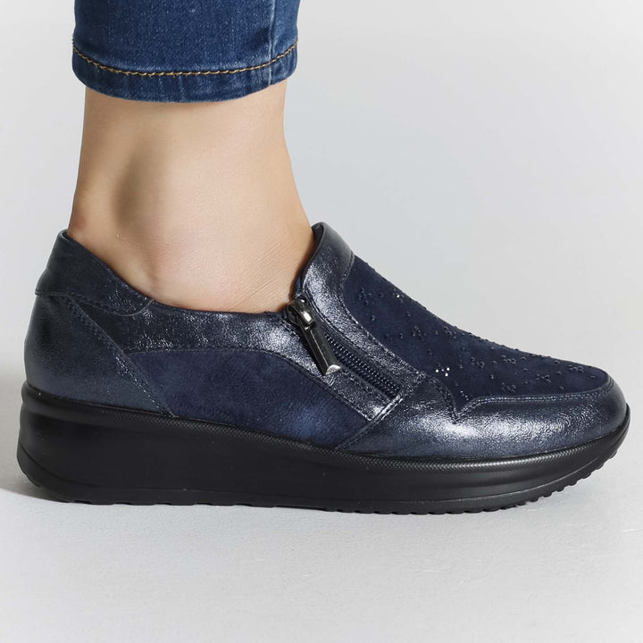 High Platform Moccasins with Zipper