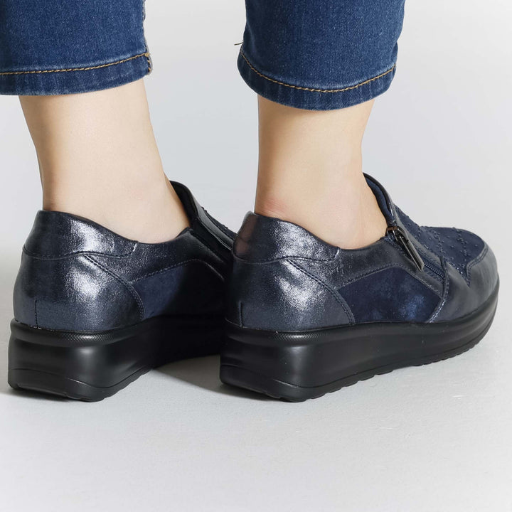 High Platform Moccasins with Zipper