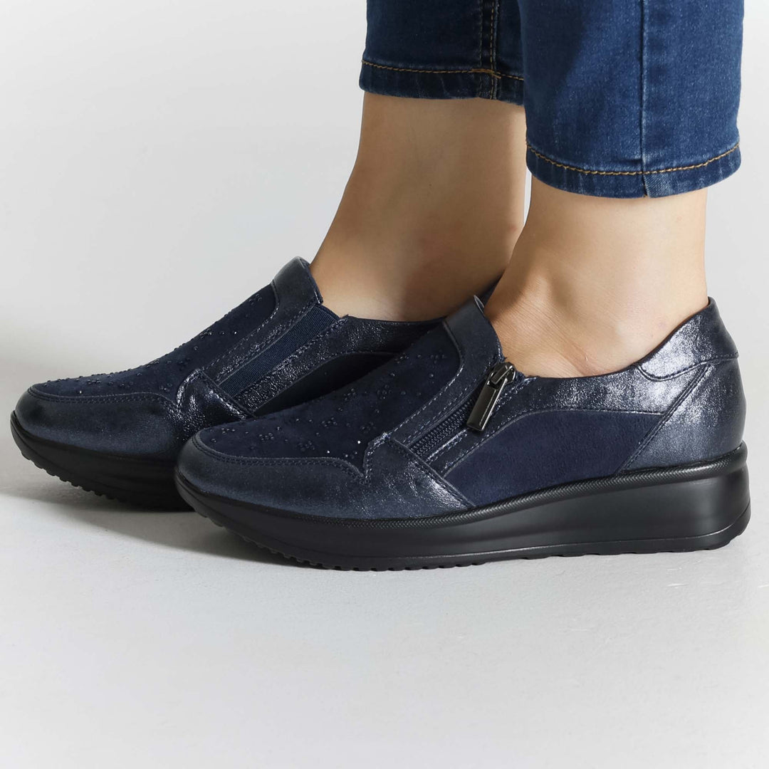 High Platform Moccasins with Zipper