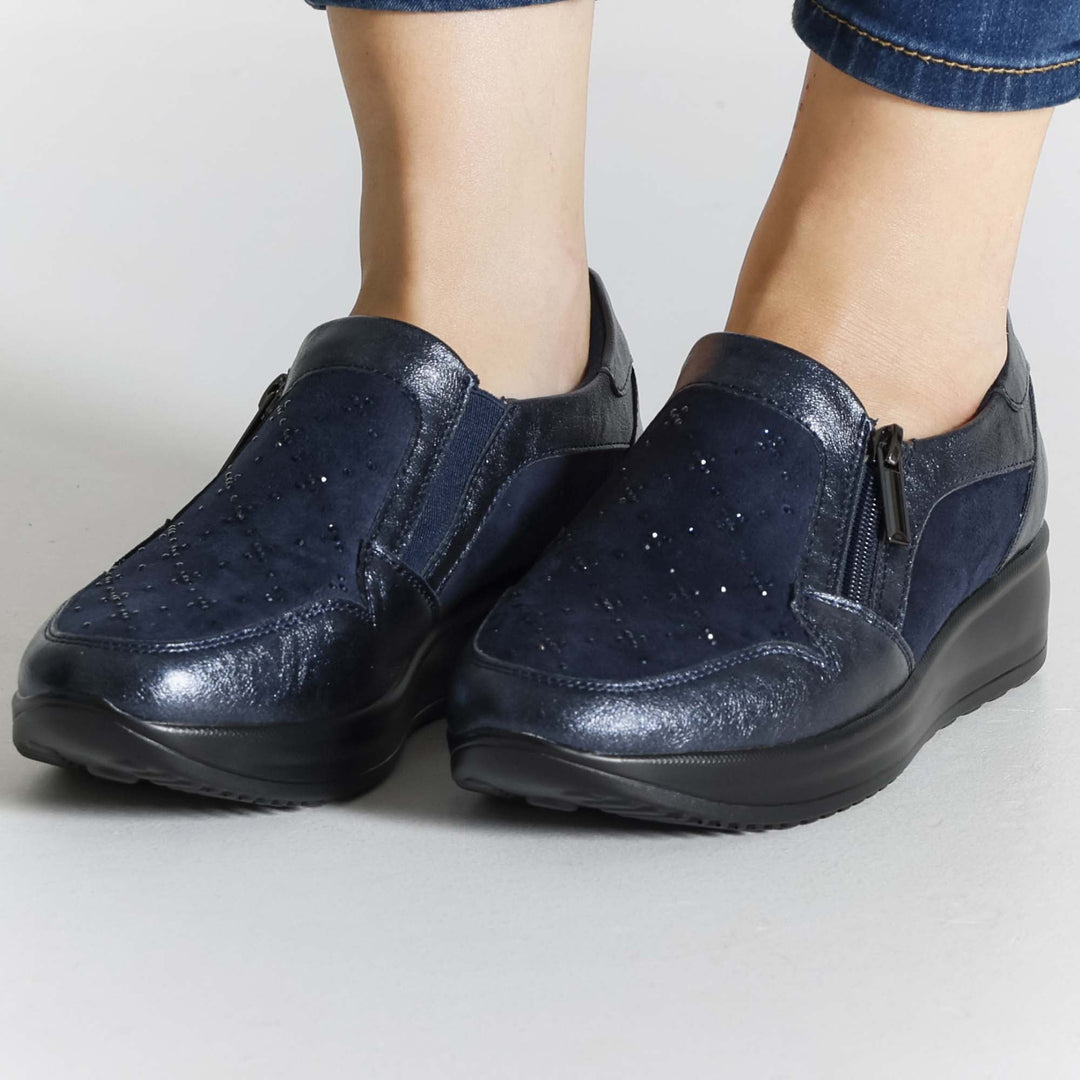 High Platform Moccasins with Zipper