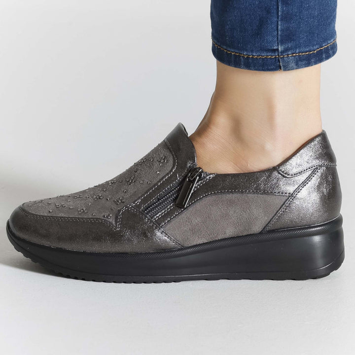 High Platform Moccasins with Zipper