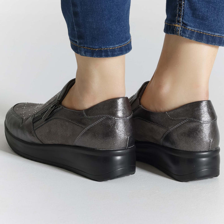 High Platform Moccasins with Zipper