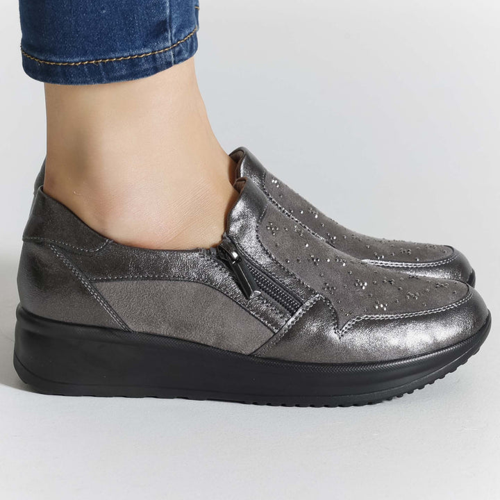 High Platform Moccasins with Zipper