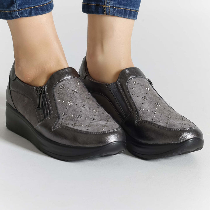 High Platform Moccasins with Zipper