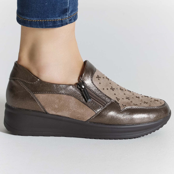 High Platform Moccasins with Zipper