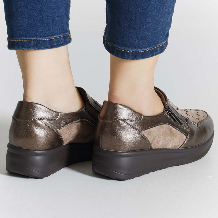 High Platform Moccasins with Zipper