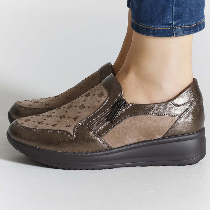 High Platform Moccasins with Zipper