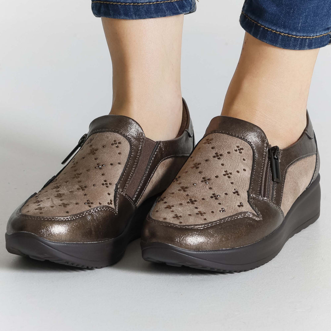High Platform Moccasins with Zipper