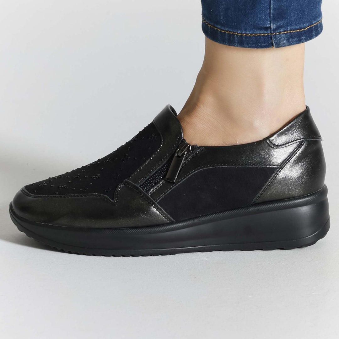 High Platform Moccasins with Zipper