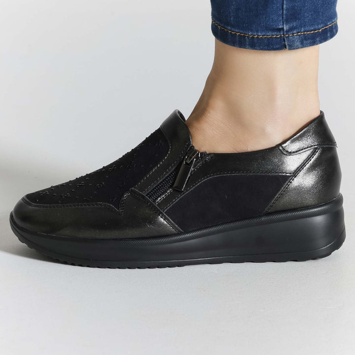 High Platform Moccasins with Zipper