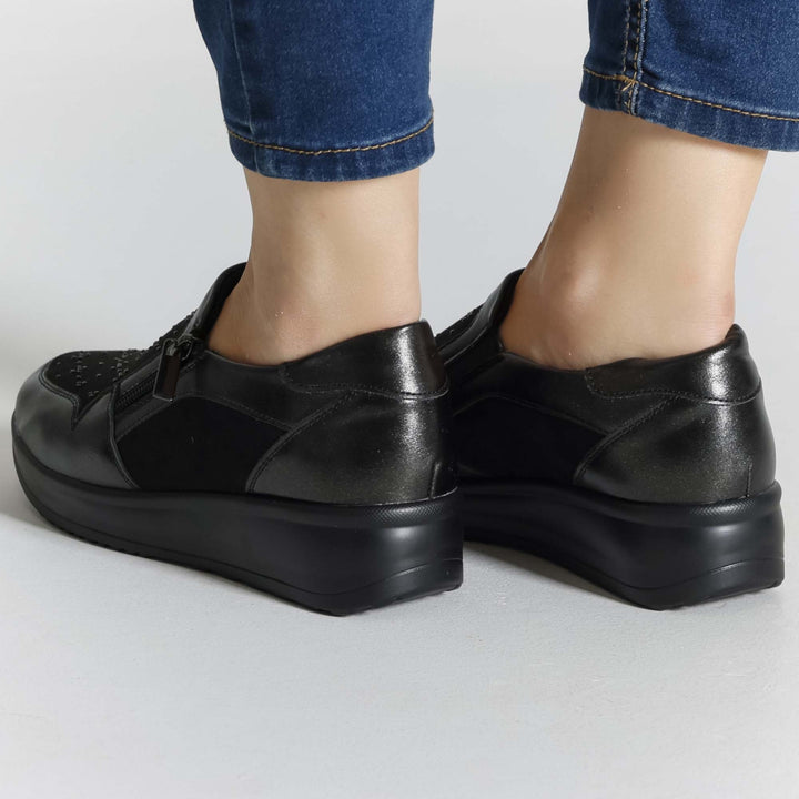 High Platform Moccasins with Zipper
