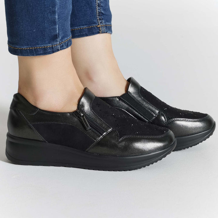 High Platform Moccasins with Zipper