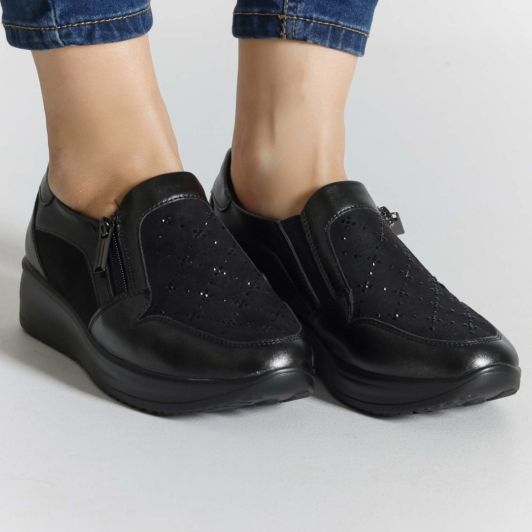 High Platform Moccasins with Zipper