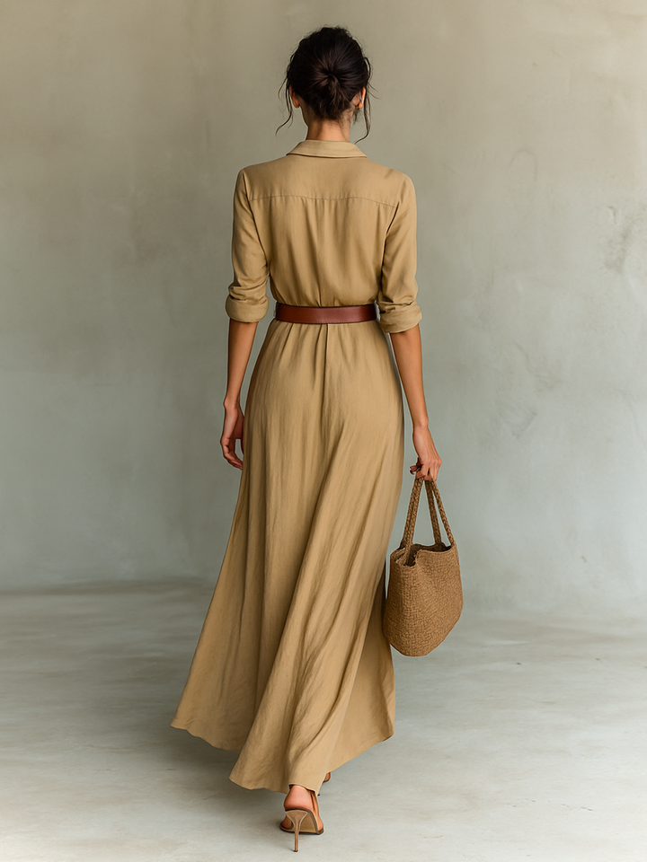 Genevieve | Relaxed Maxi Dress Featuring a Lapel Collar