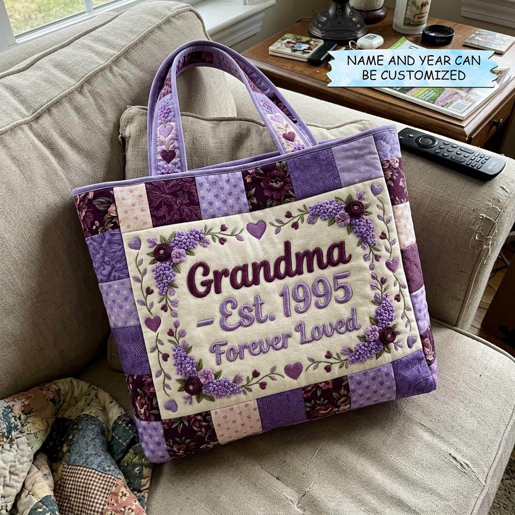 Mom Bloom Embroidered Tote Bag - Code QTCUZ GFTOMA10338