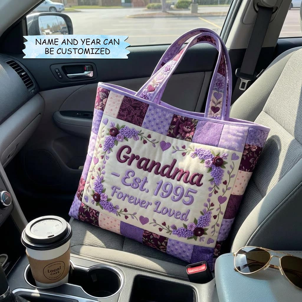 Mom Bloom Embroidered Tote Bag - Code QTCUZ GFTOMA10338