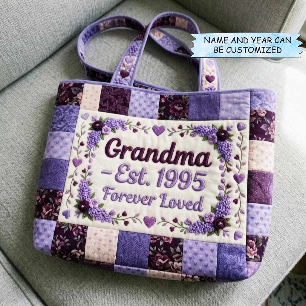 Mom Bloom Embroidered Tote Bag - Code QTCUZ GFTOMA10338