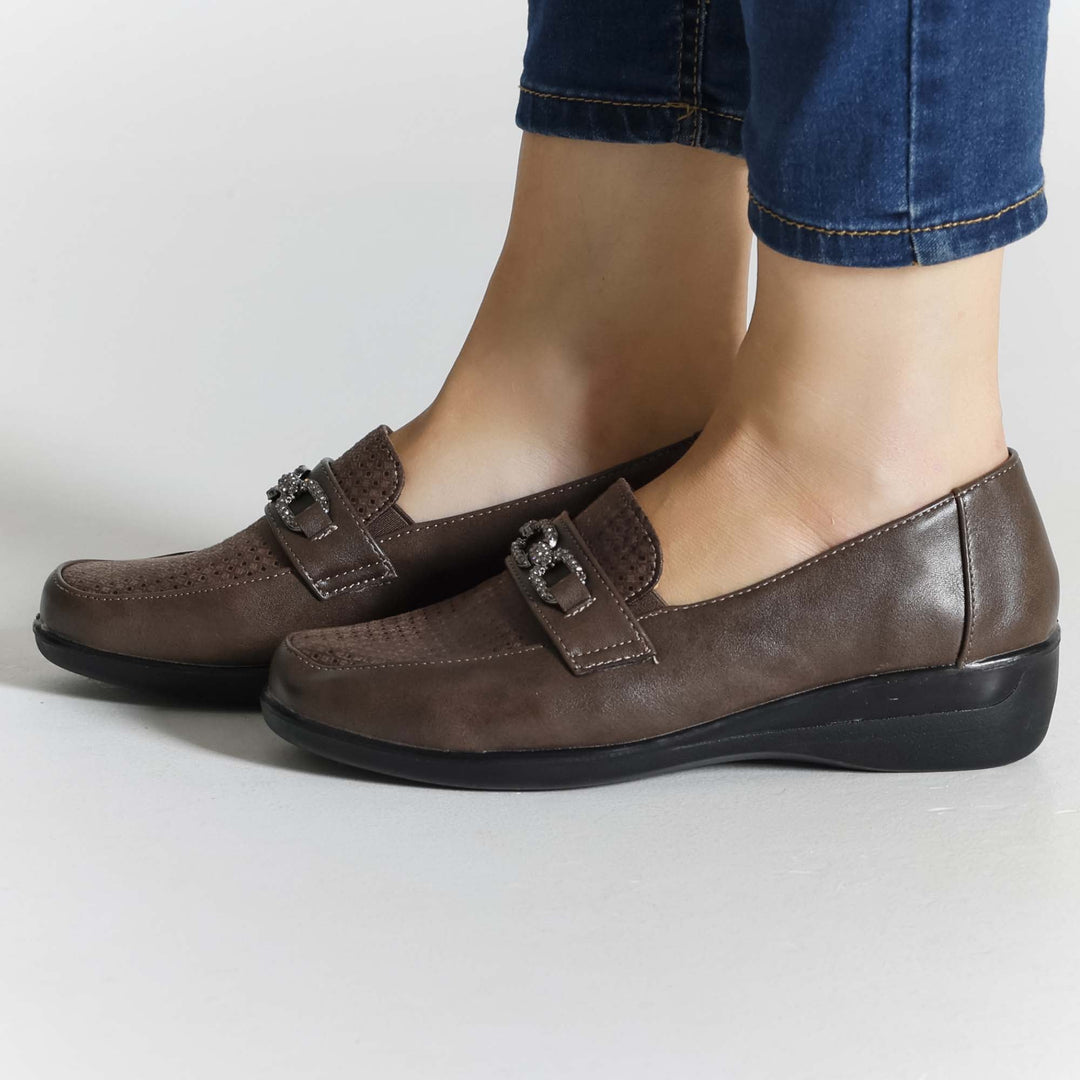 High-Platform Black Moccasins