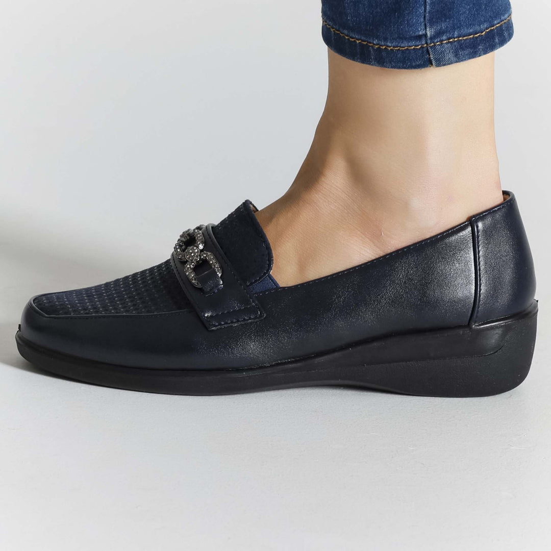 High-Platform Black Moccasins