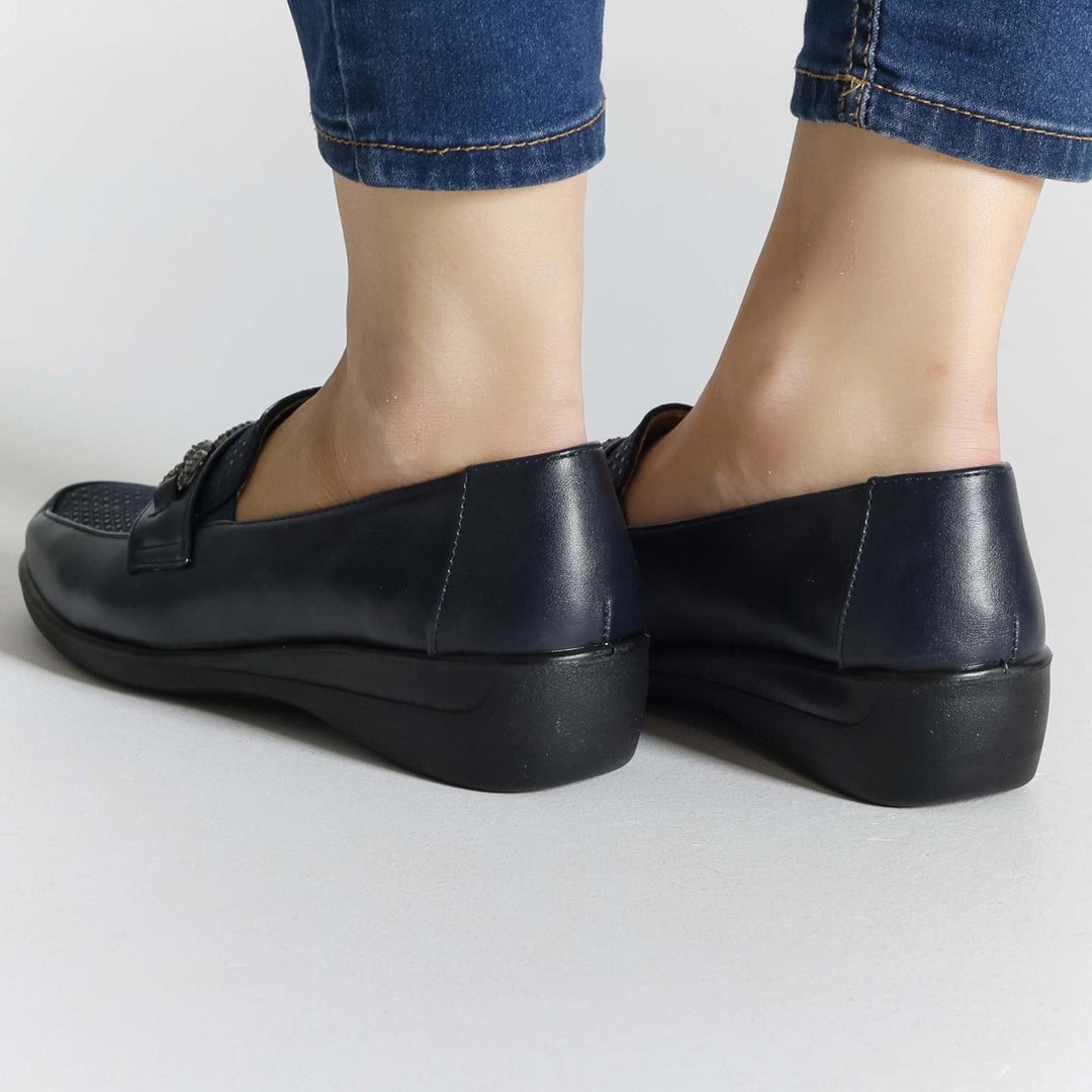 High-Platform Black Moccasins