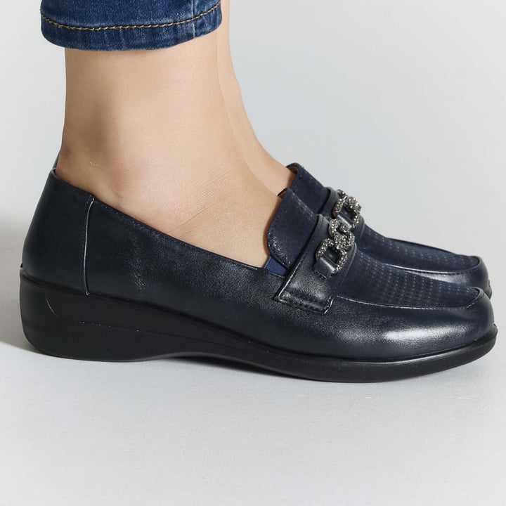 High-Platform Black Moccasins