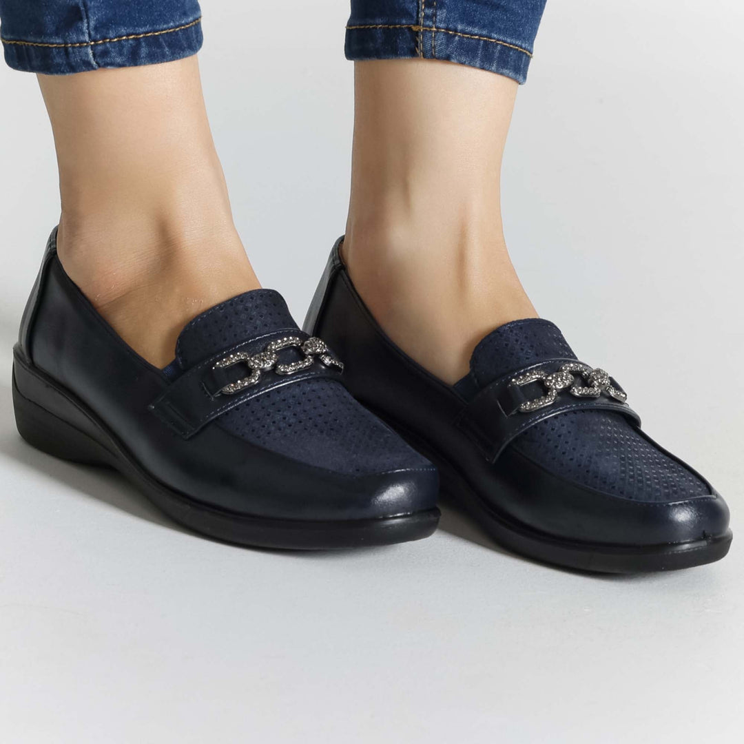 High-Platform Black Moccasins