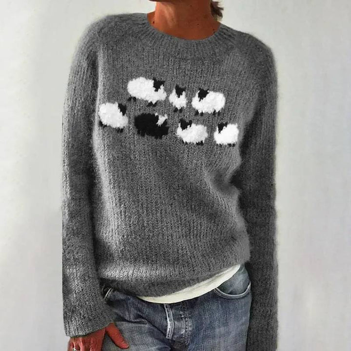 Cozy Knit Sweater Featuring Adorable Sheep Design